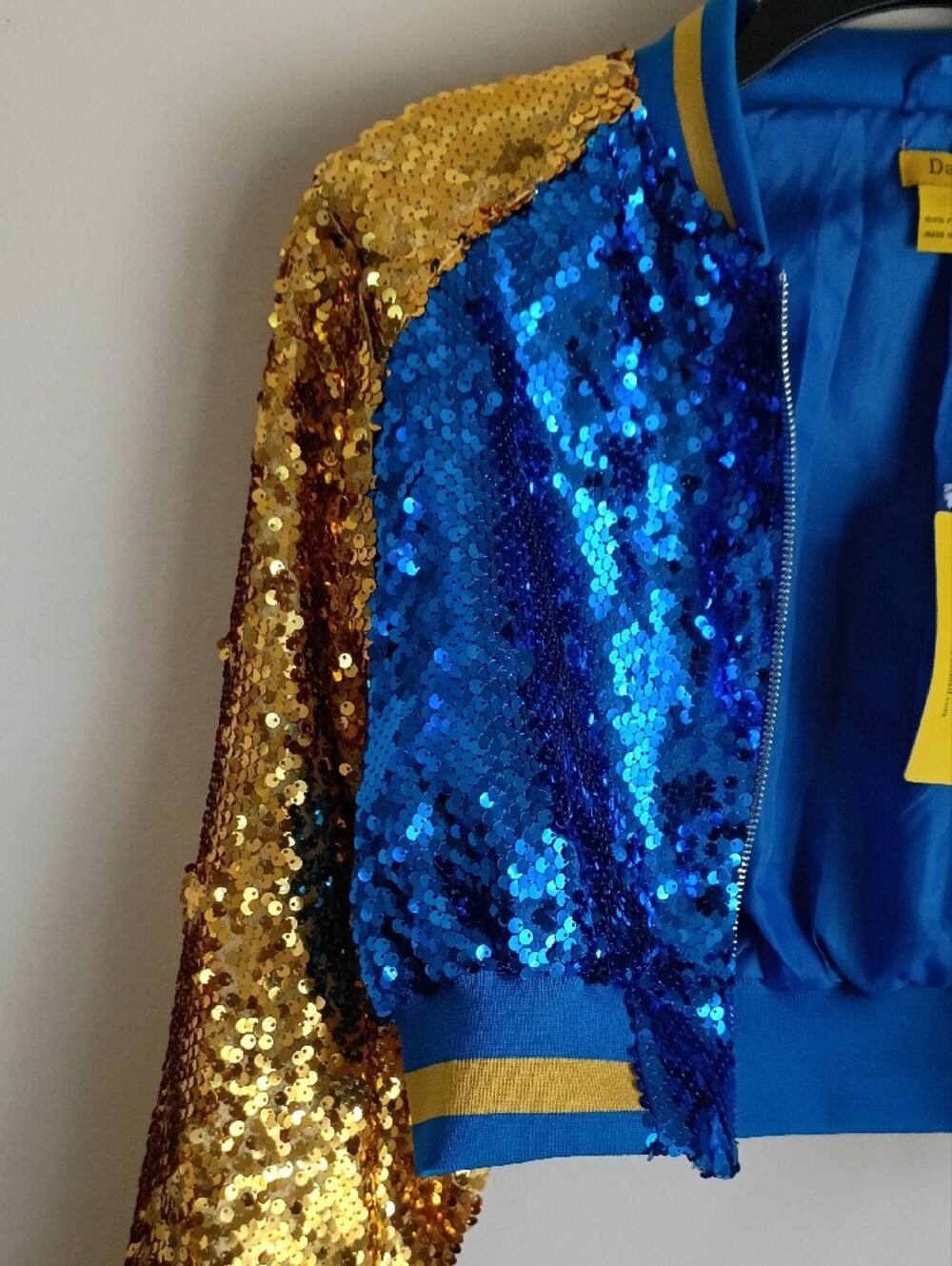Daisy Blue and Gold Sequin Varsity Jacket - Picture 3 of 7